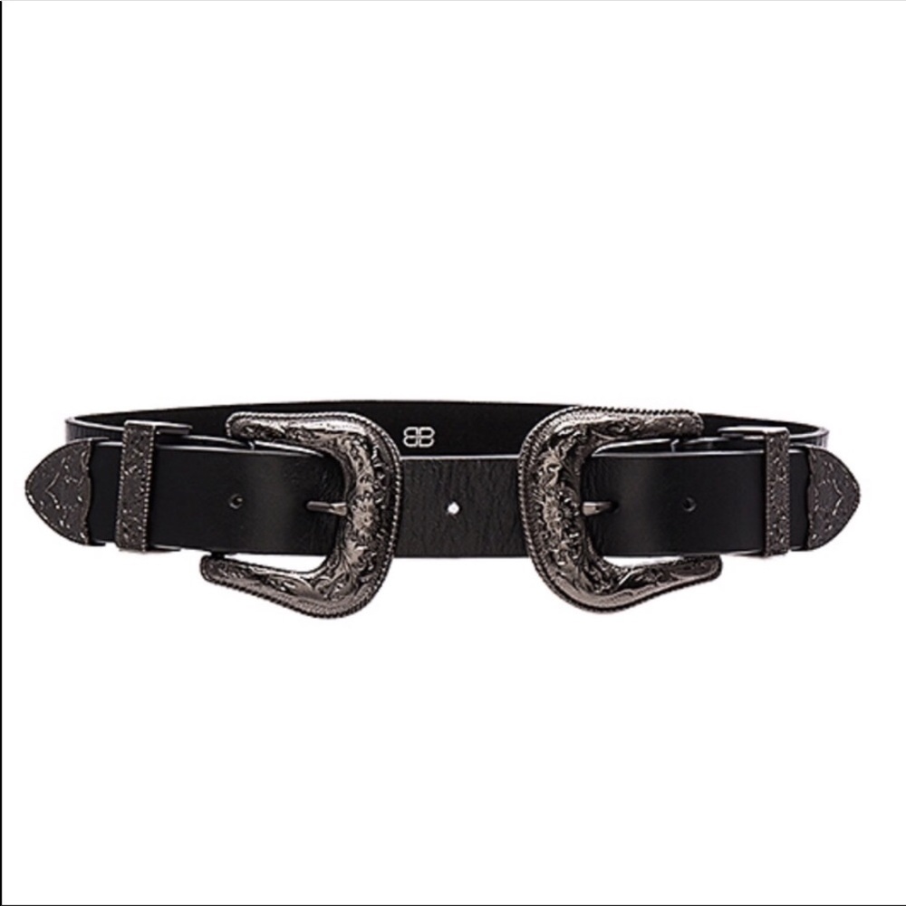 B-Low the belt, double buckle belt in black